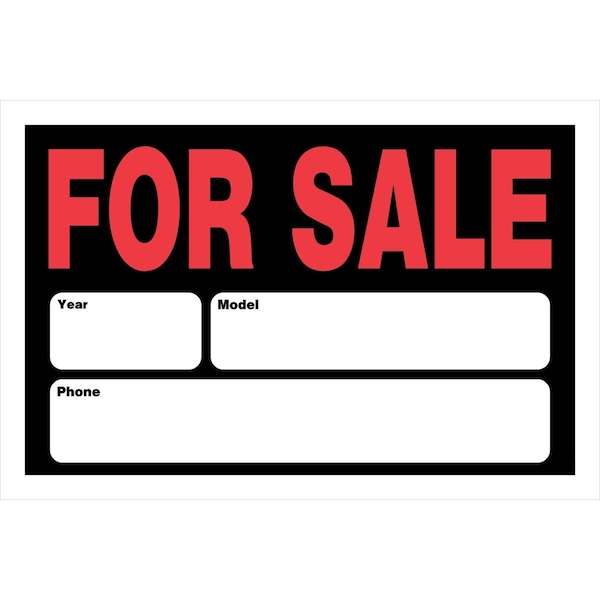 Hillman 8 x 12 in. Black Styrene Automobile for Sale Year Model & Make Sign - 6 Piece HI296887 - main